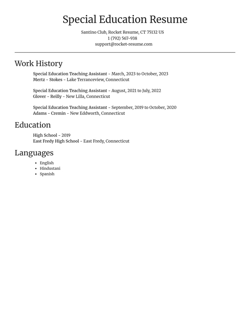 special education teaching assistant education and training resume focal point template 2 foc