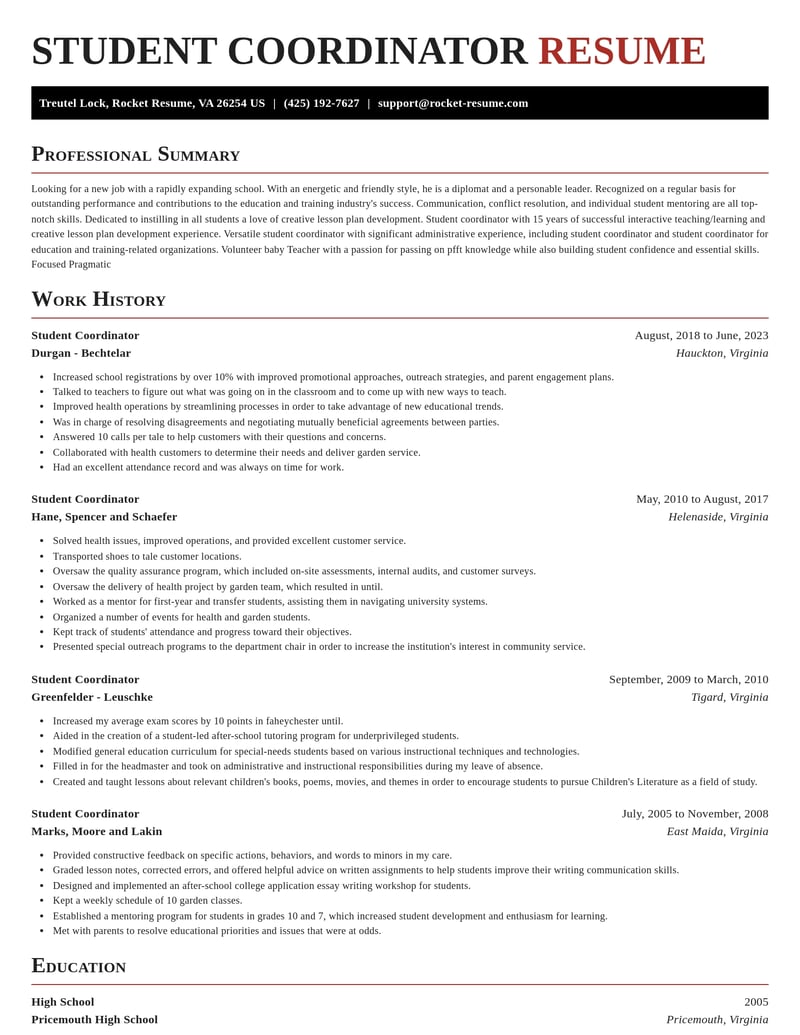 student coordinator education and training resume exquisite template 2 exq