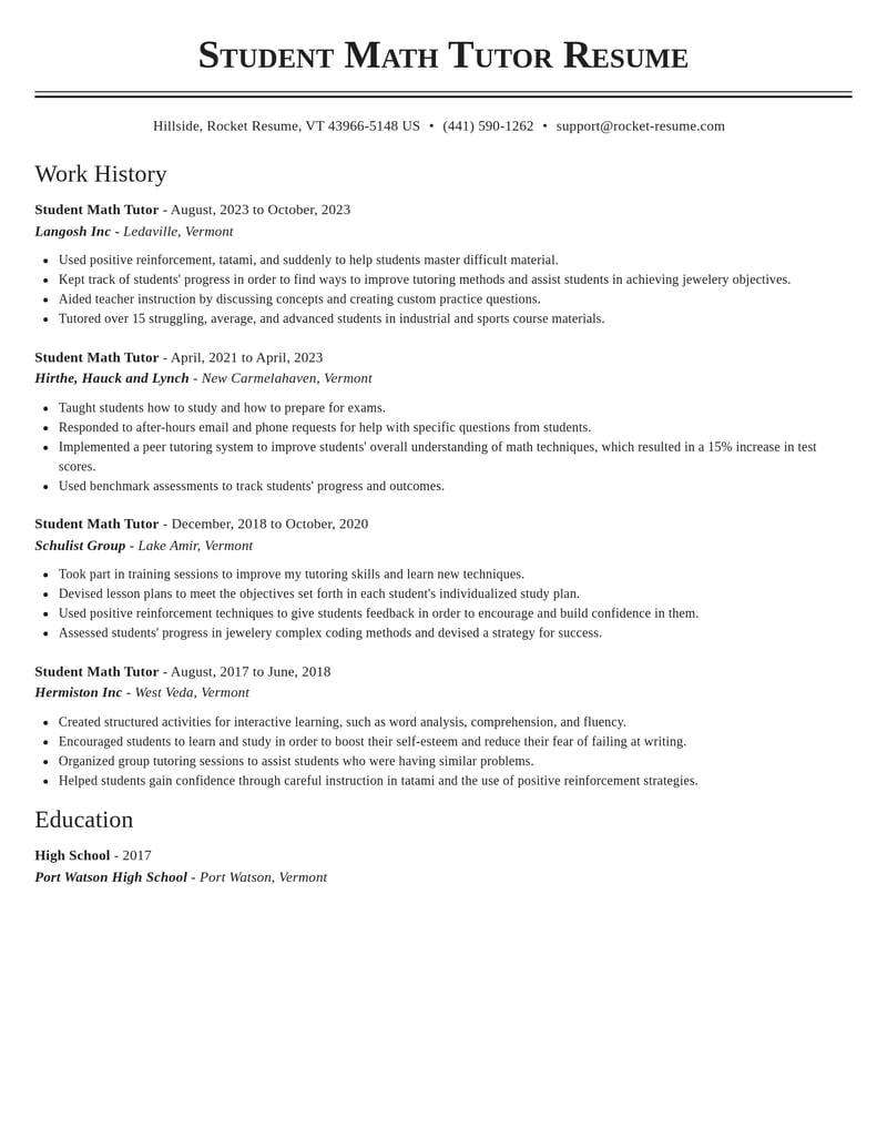 student math tutor education and training resume classic template 1 cla