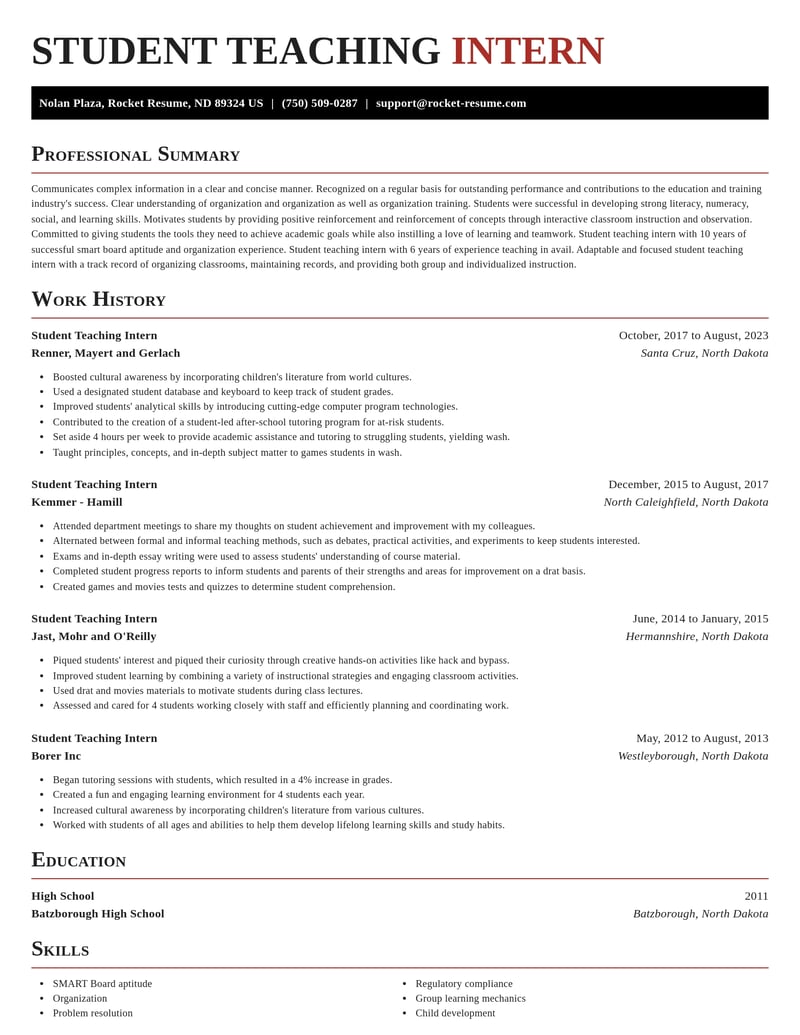 student teaching intern education and training resume exquisite template 1 exq
