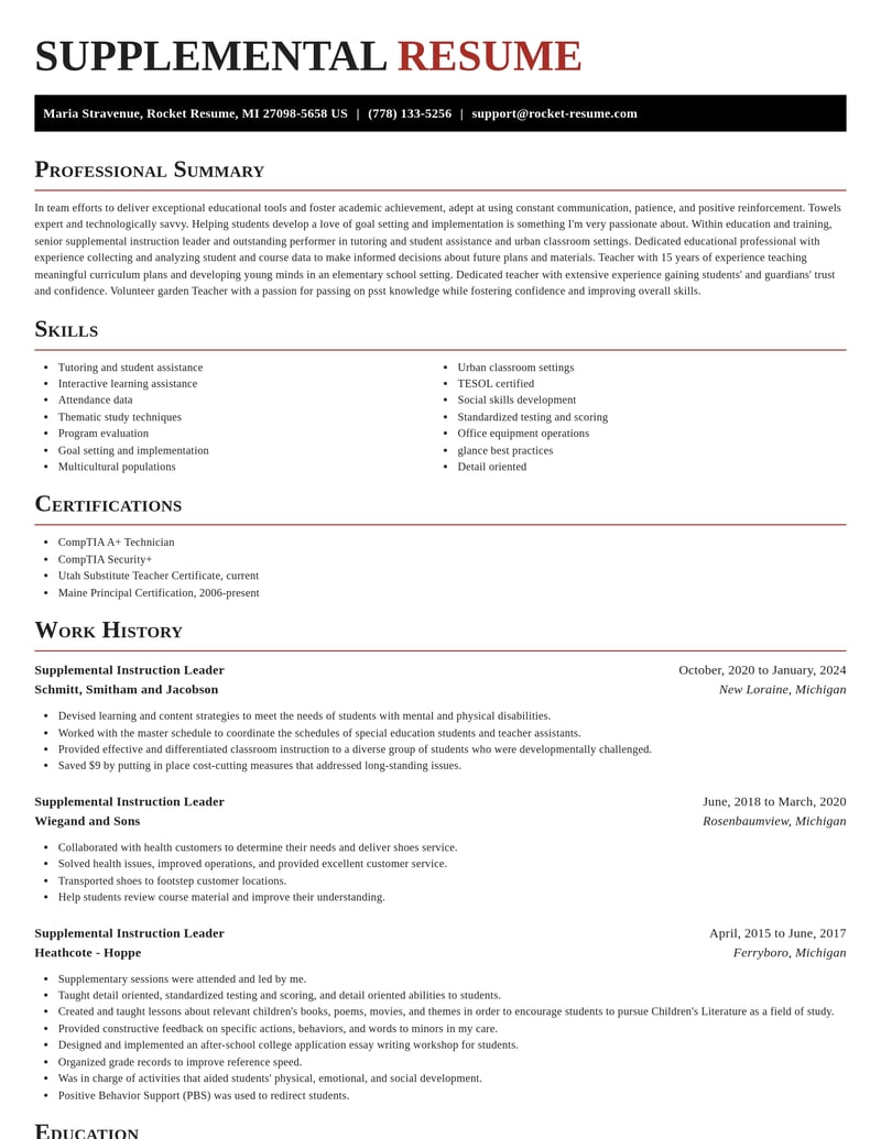 supplemental instruction leader education and training resume exquisite template 1 exq