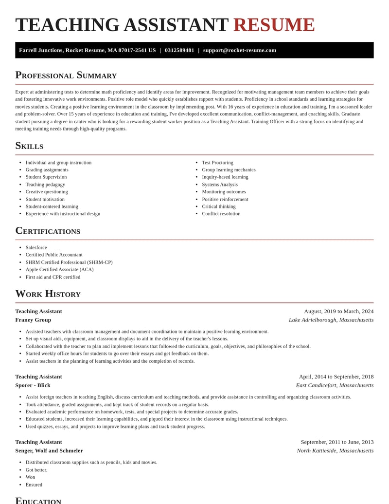 teaching assistant education and training resume exquisite template 1 exq