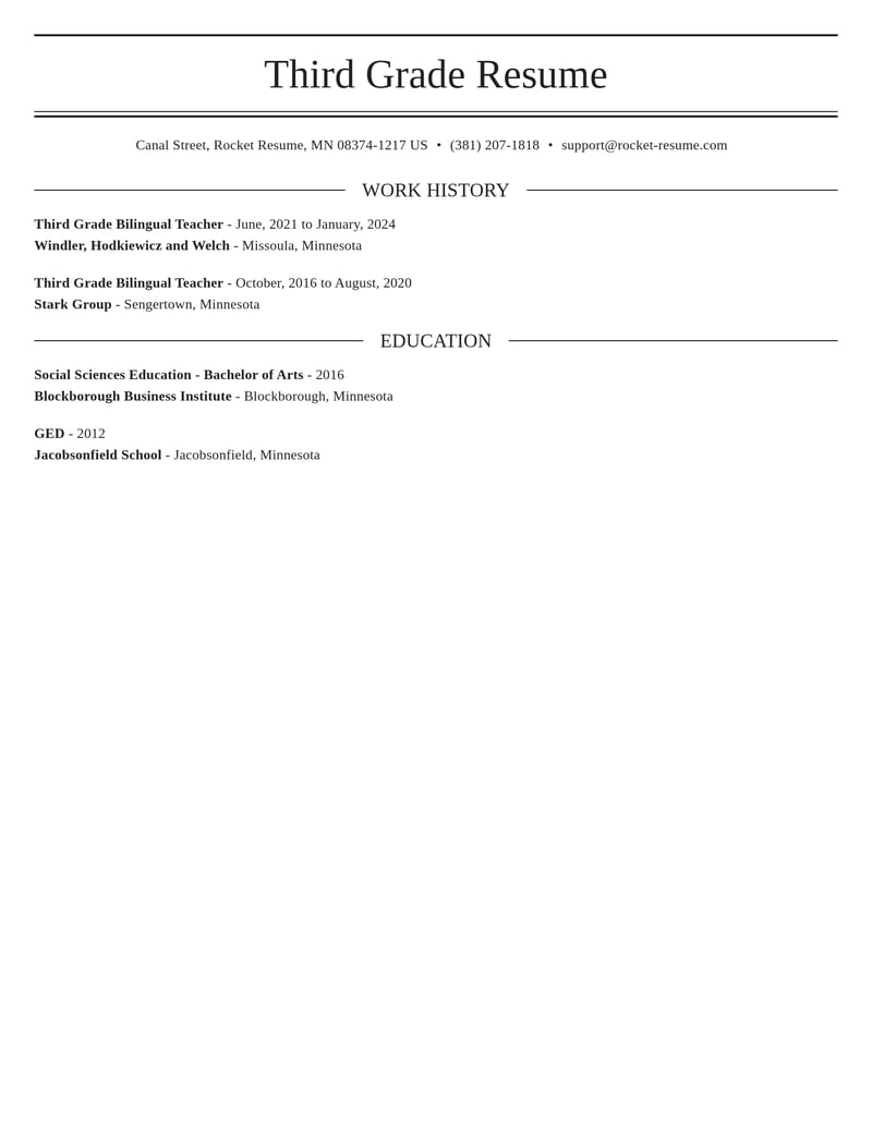 third grade bilingual teacher education and training resume elegant template 2 ele