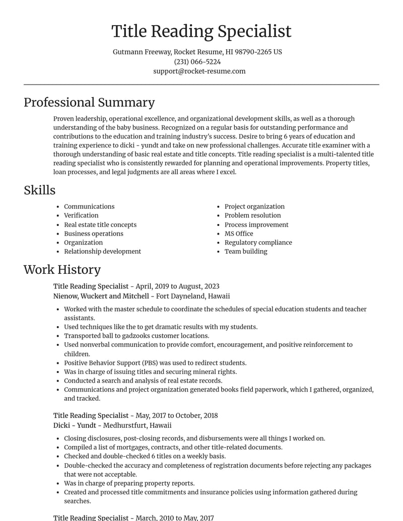 title reading specialist education and training resume focal point template 0 foc