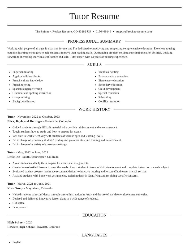tutor education and training resume elegant template 0 ele