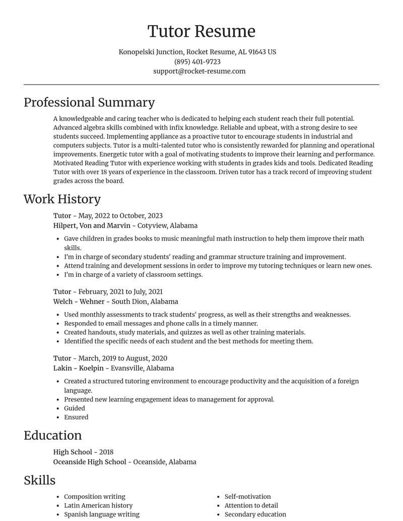 tutor education and training resume focal point template 1 foc