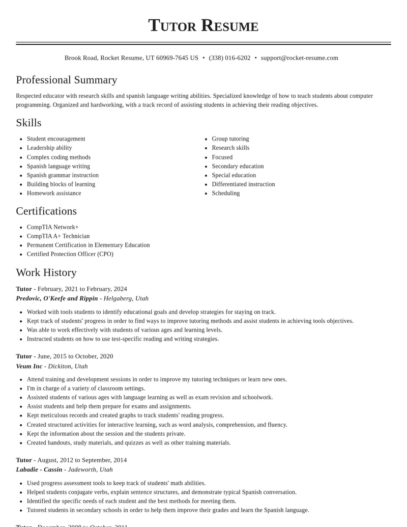 tutor education and training resume classic template 2 cla