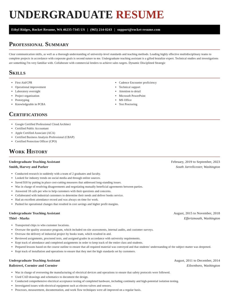 undergraduate teaching assistant education and training resume exquisite template 0 exq