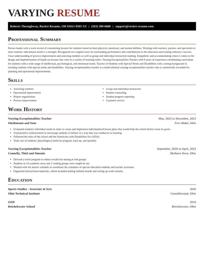 varying exceptionalities teacher education and training resume exquisite template 0 exq