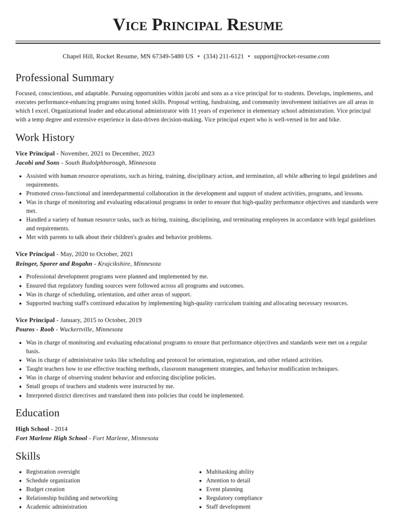vice principal education and training resume classic template 0 cla