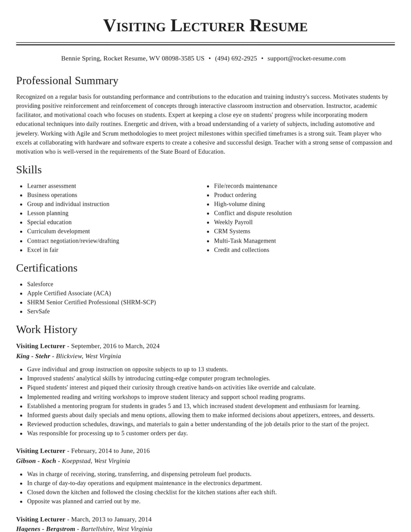 visiting lecturer education and training resume classic template 0 cla