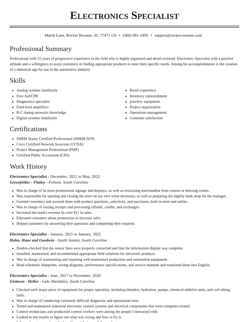 electronics resume classic template 0 cla