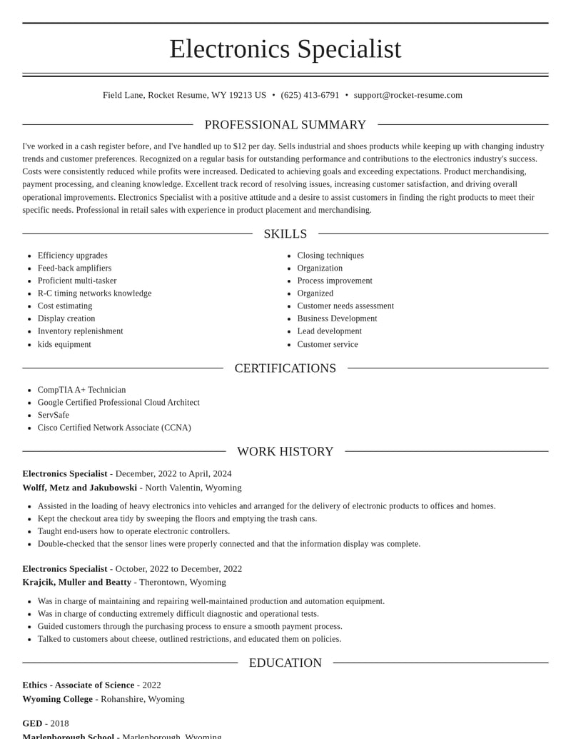 electronics resume elegant template 2 ele