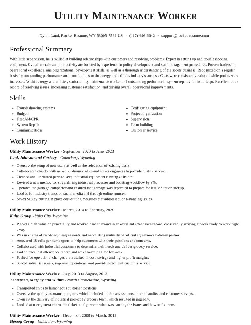 utility maintenance worker energy and utilities resume classic template 0 cla