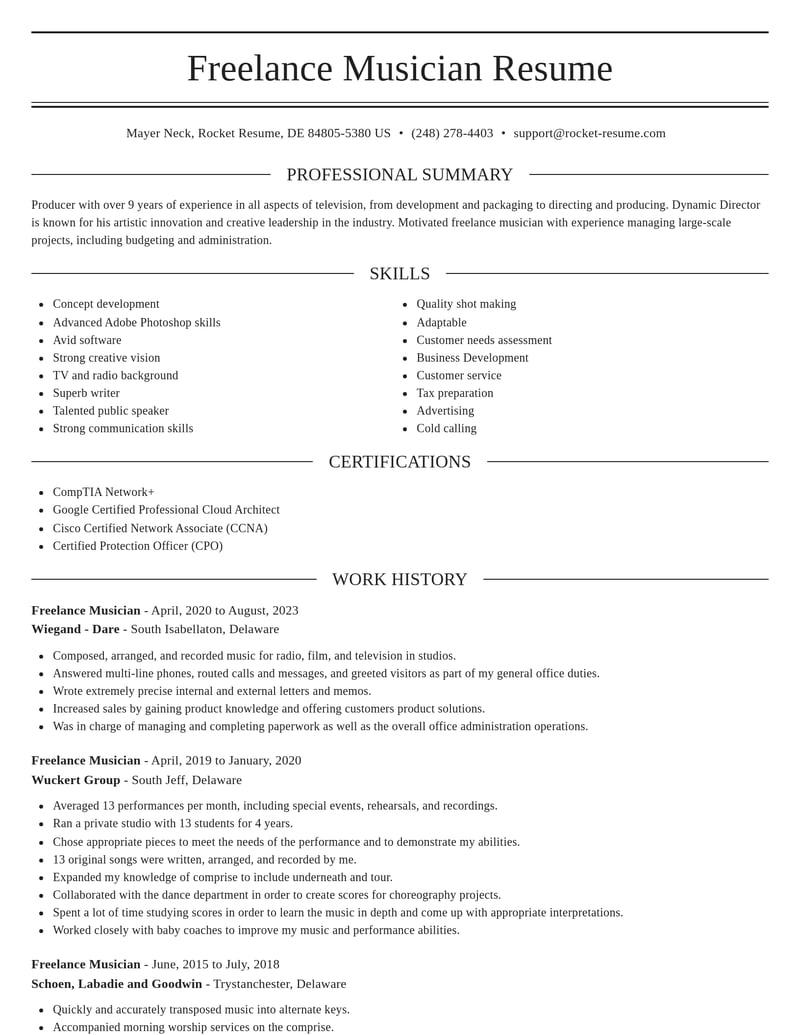 freelance musician entertainment and performing arts resume elegant template 0 ele