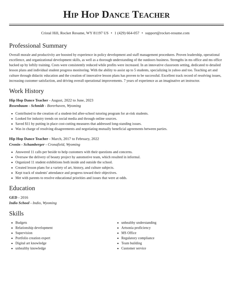 hip hop dance teacher entertainment and performing arts resume classic template 0 cla