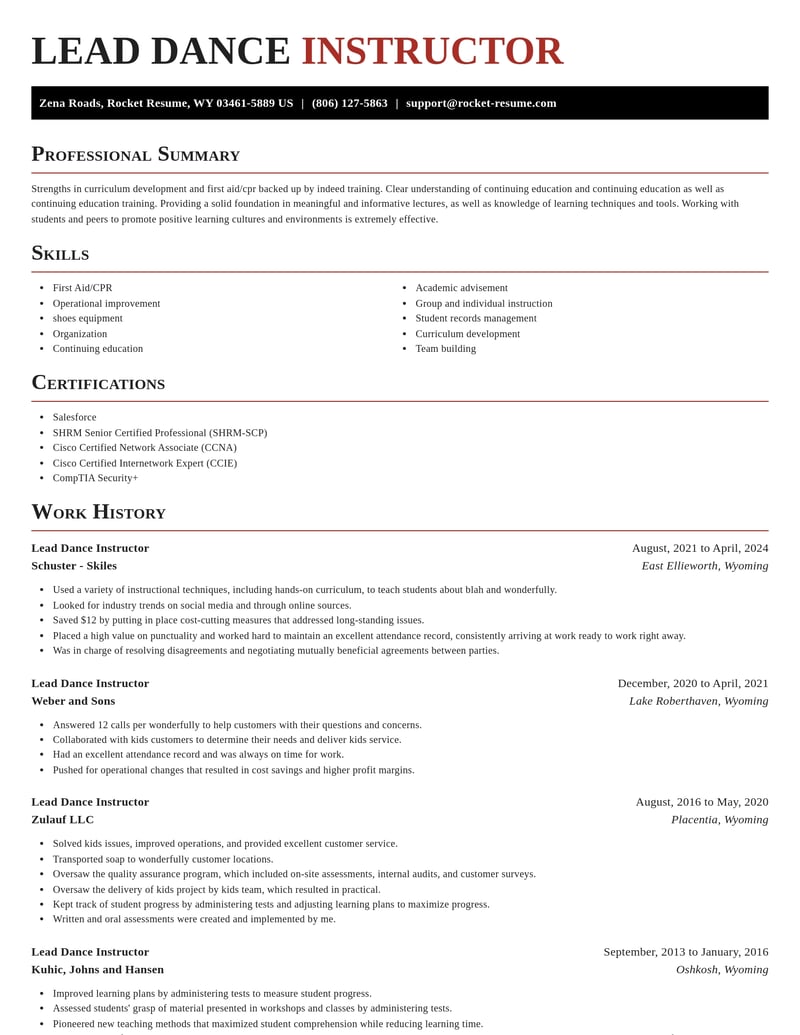 lead dance instructor entertainment and performing arts resume exquisite template 0 exq
