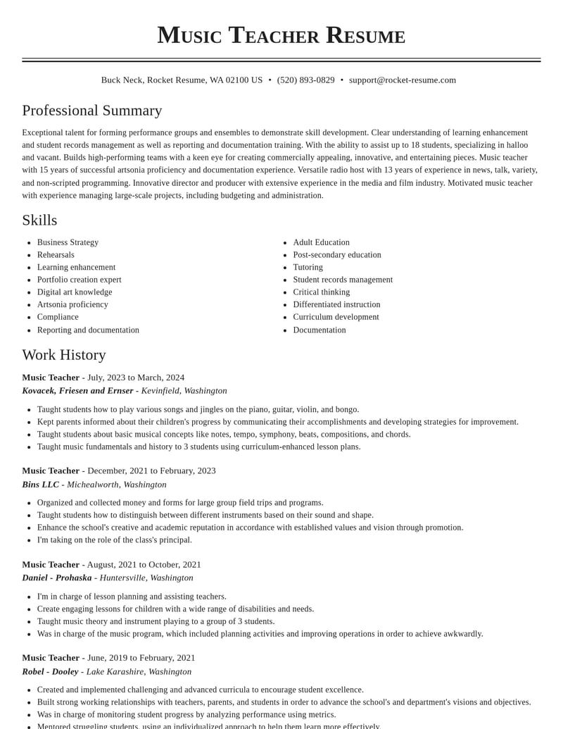 music teacher entertainment and performing arts resume classic template 2 cla