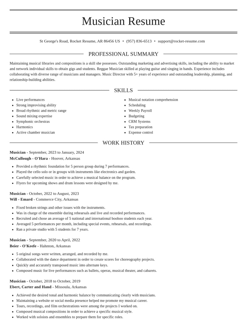 musician entertainment and performing arts resume elegant template 1 ele