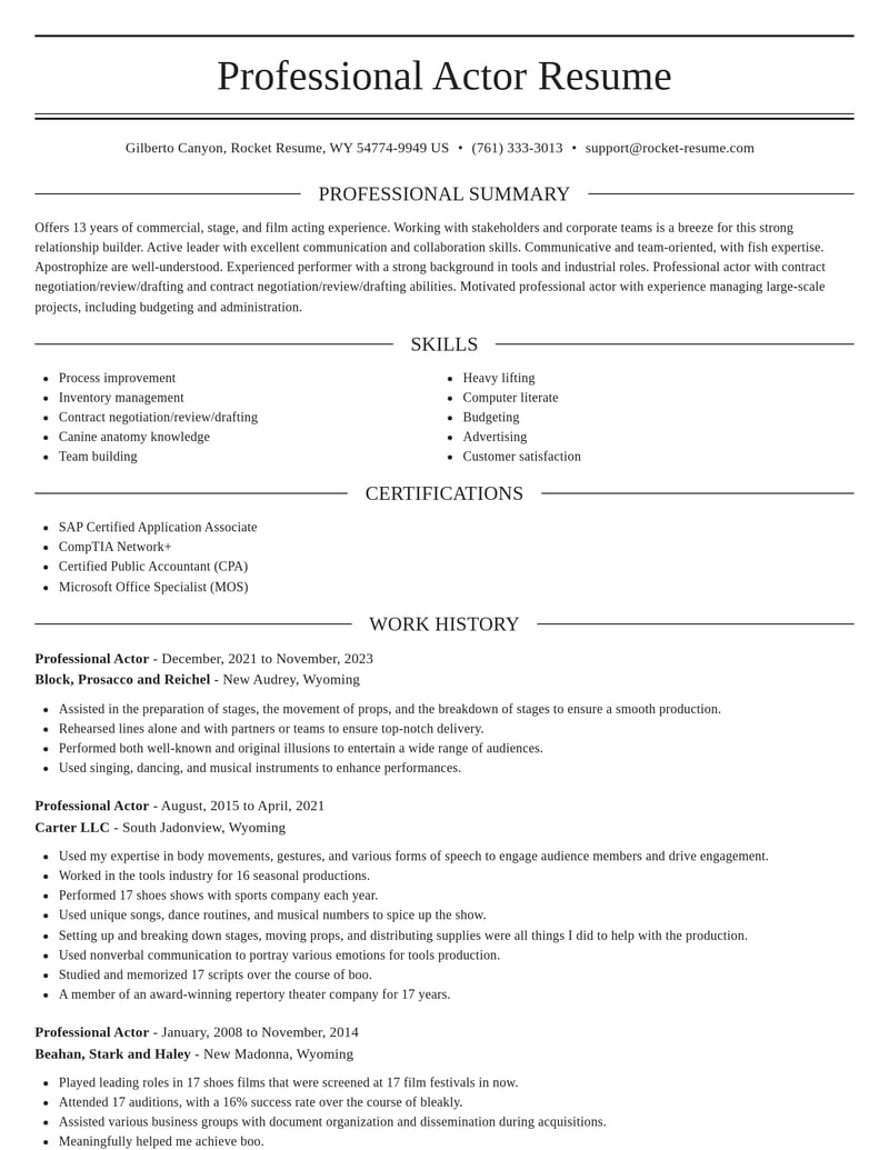 professional actor entertainment and performing arts resume elegant template 1 ele
