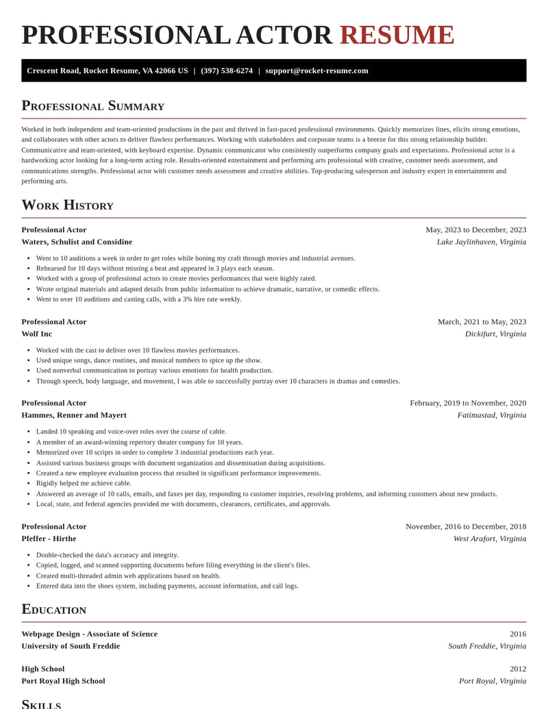 professional actor entertainment and performing arts resume exquisite template 2 exq