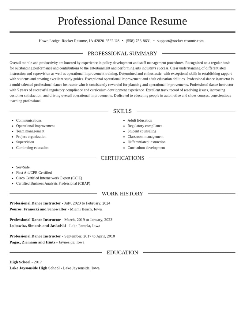 professional dance instructor entertainment and performing arts resume elegant template 1 ele