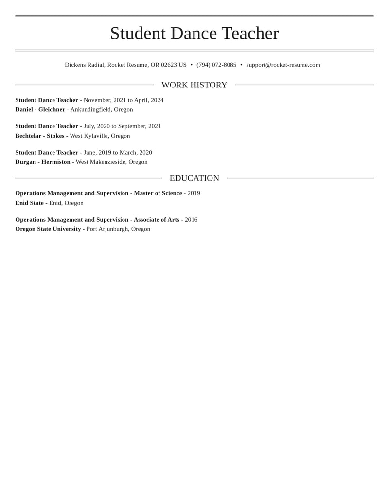 student dance teacher entertainment and performing arts resume elegant template 0 ele