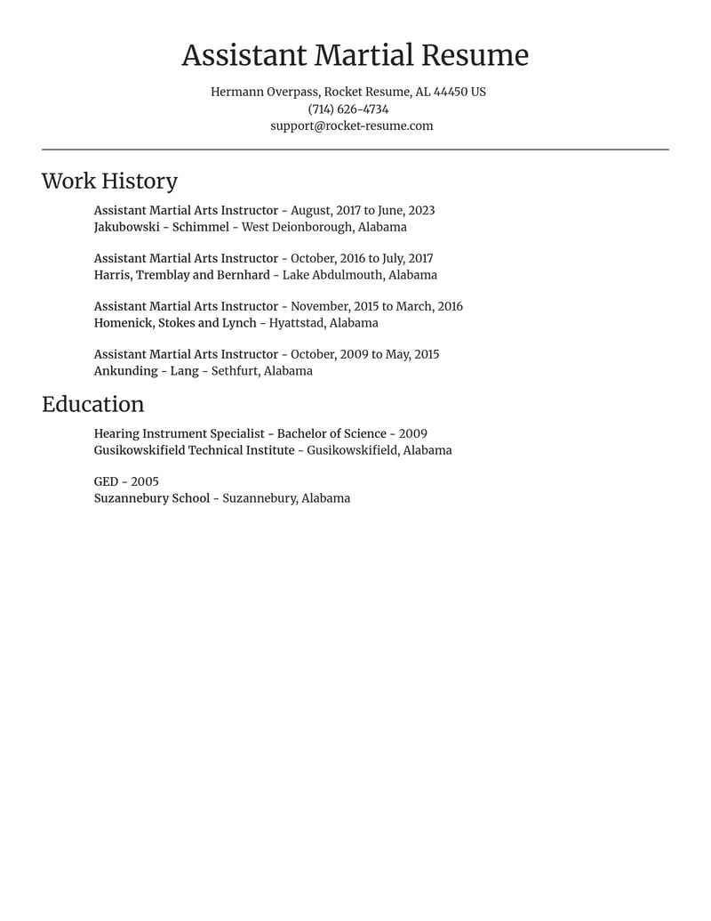 assistant martial arts instructor fitness and recreation resume focal point template 0 foc