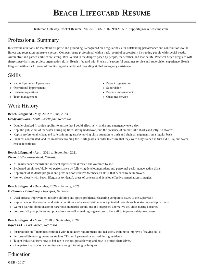beach lifeguard fitness and recreation resume classic template 0 cla