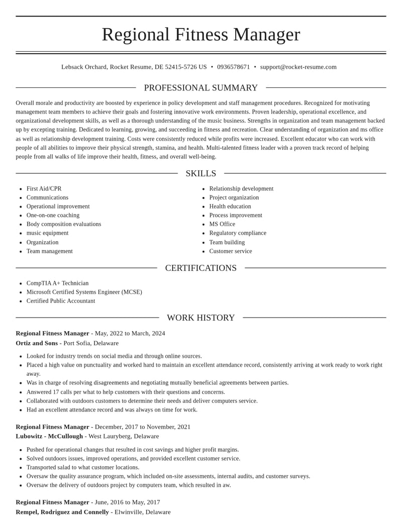 regional fitness manager fitness and recreation resume elegant template 2 ele
