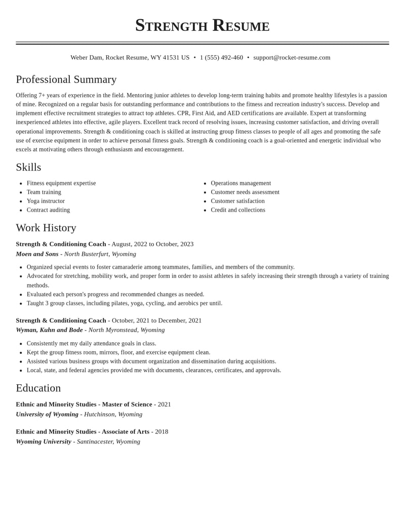 strength conditioning coach fitness and recreation resume classic template 1 cla