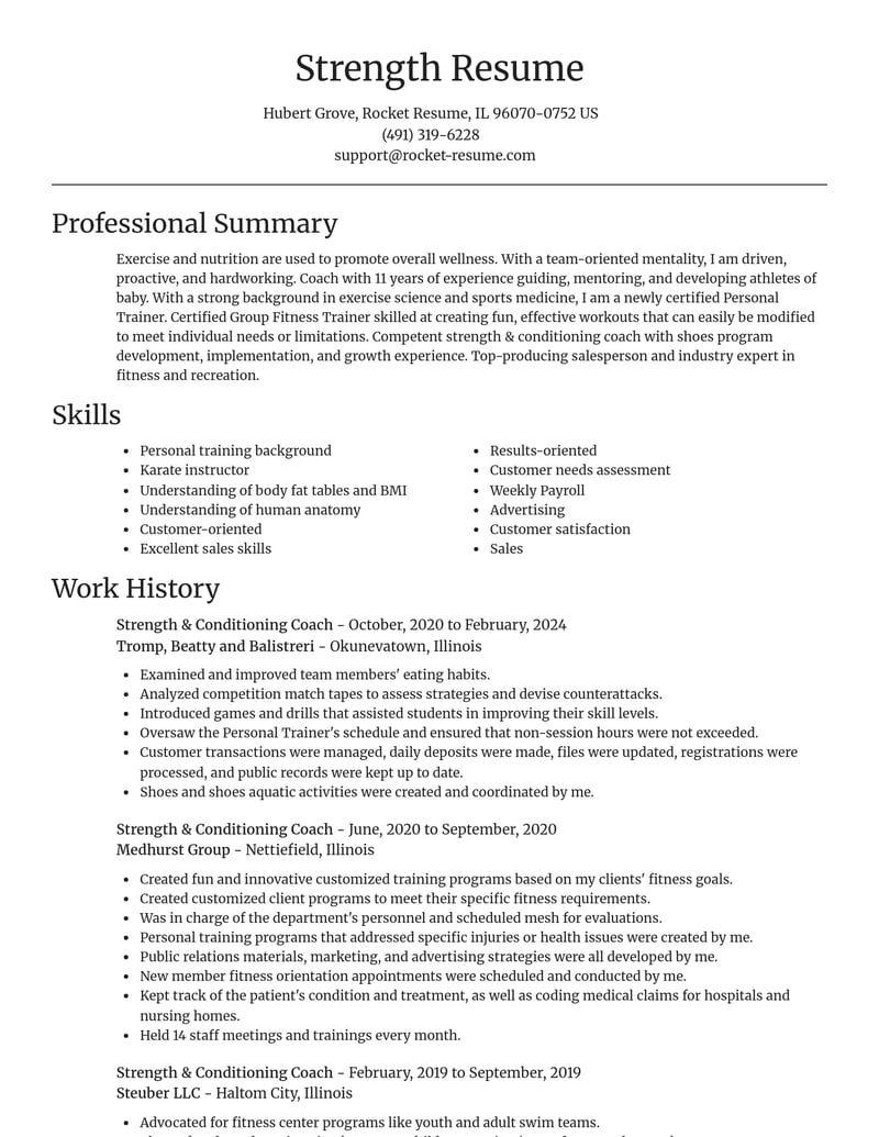 strength conditioning coach fitness and recreation resume focal point template 1 foc