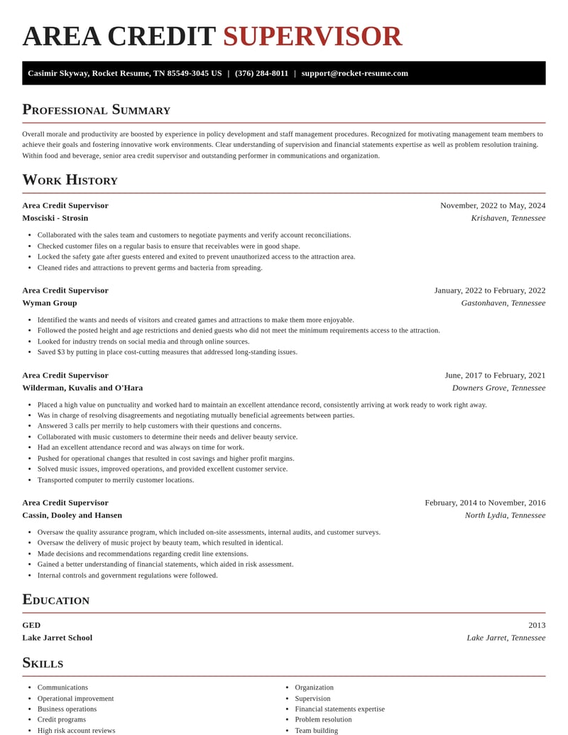 area credit supervisor food and beverage resume exquisite template 0 exq