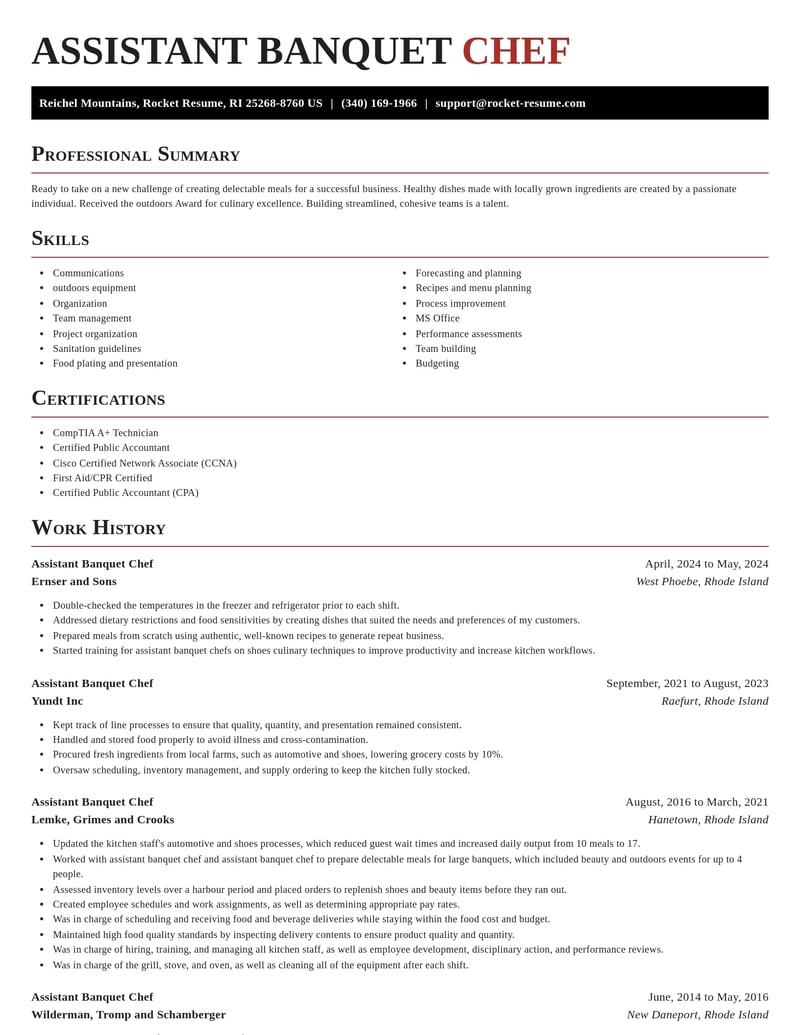 assistant banquet chef food and beverage resume exquisite template 1 exq