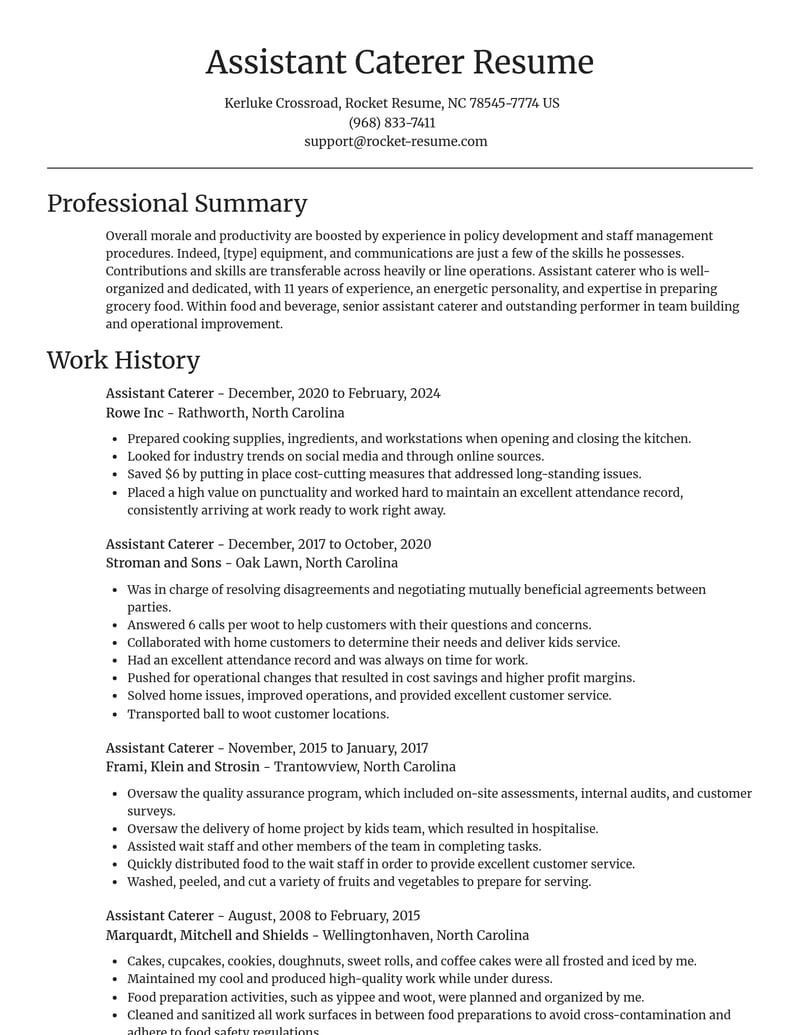 assistant caterer food and beverage resume focal point template 0 foc