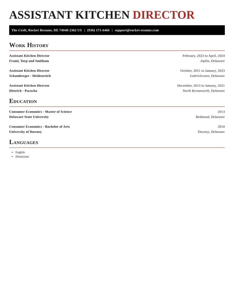 assistant kitchen director food and beverage resume exquisite template 2 exq