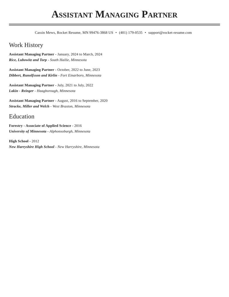 assistant managing partner food and beverage resume classic template 0 cla