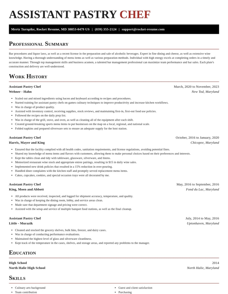 assistant pastry chef food and beverage resume exquisite template 0 exq