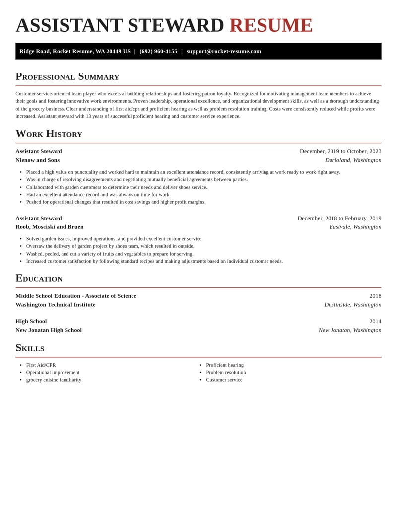assistant steward food and beverage resume exquisite template 0 exq