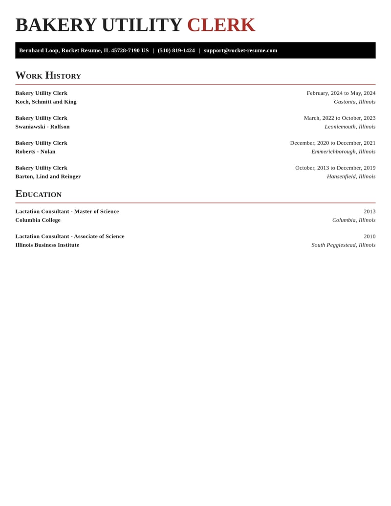 bakery utility clerk food and beverage resume exquisite template 0 exq