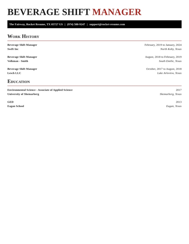 beverage shift manager food and beverage resume exquisite template 0 exq