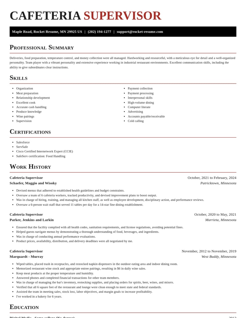 cafeteria supervisor food and beverage resume exquisite template 2 exq