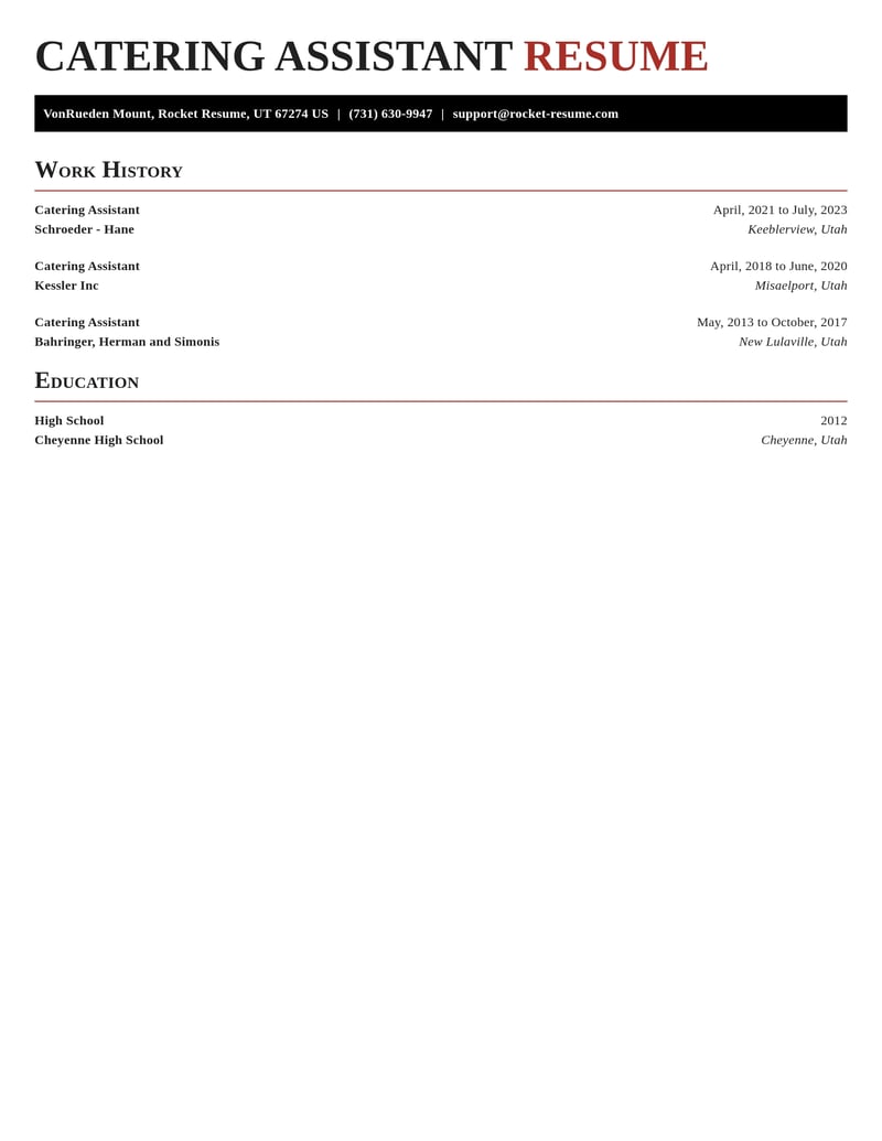 catering assistant food and beverage resume exquisite template 0 exq