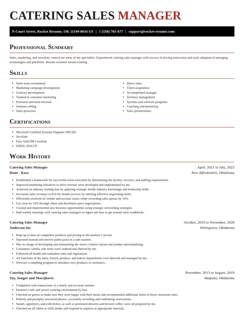 catering sales manager food and beverage resume exquisite template 0 exq