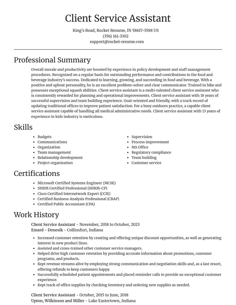 client service assistant food and beverage resume focal point template 1 foc