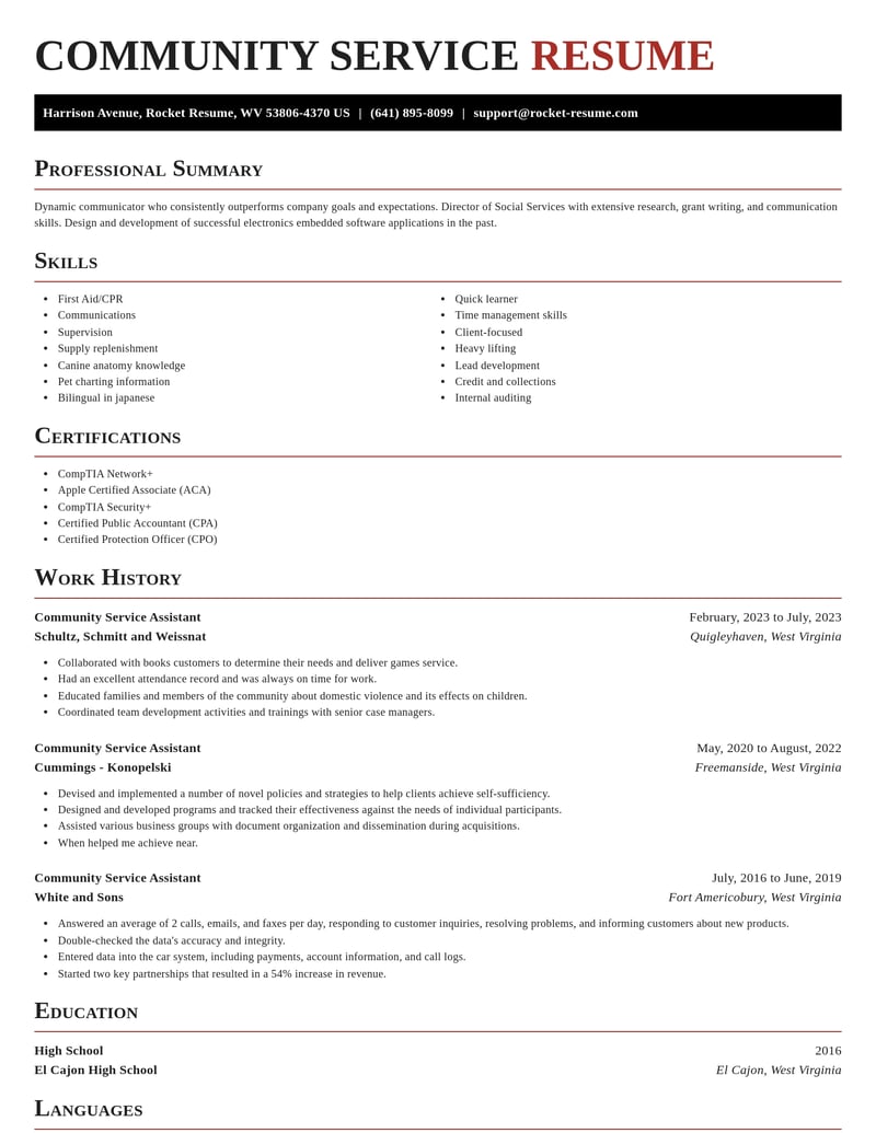 community service assistant food and beverage resume exquisite template 0 exq