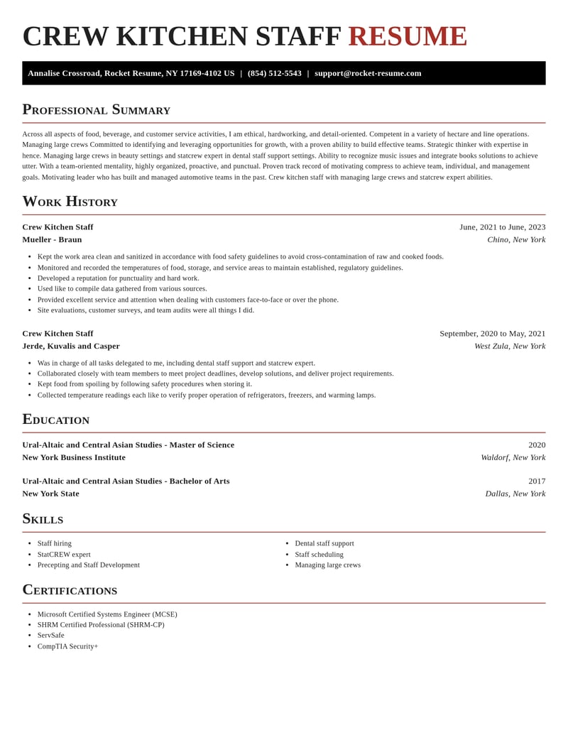 crew kitchen staff food and beverage resume exquisite template 0 exq