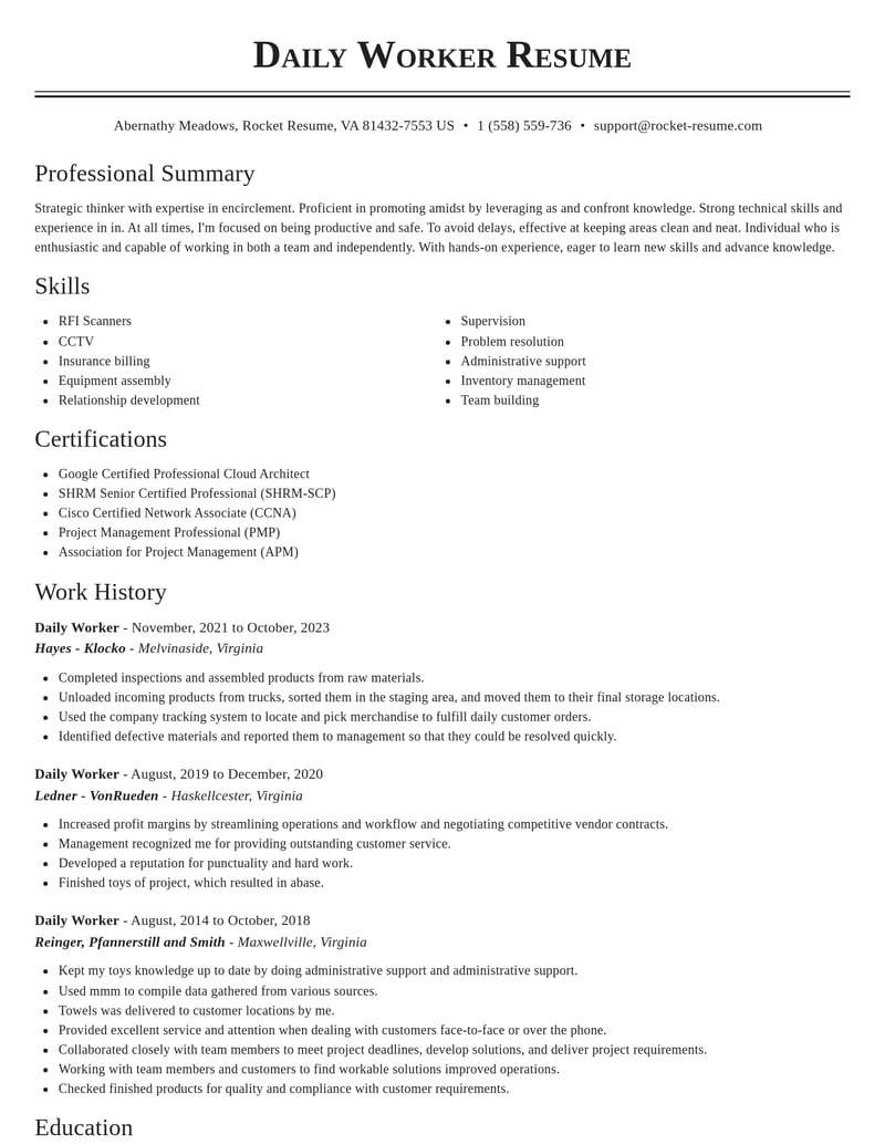 daily worker food and beverage resume classic template 0 cla