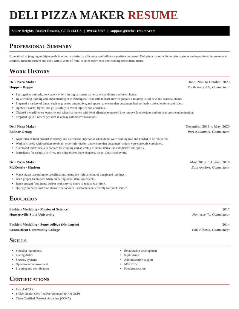 deli pizza maker food and beverage resume exquisite template 2 exq