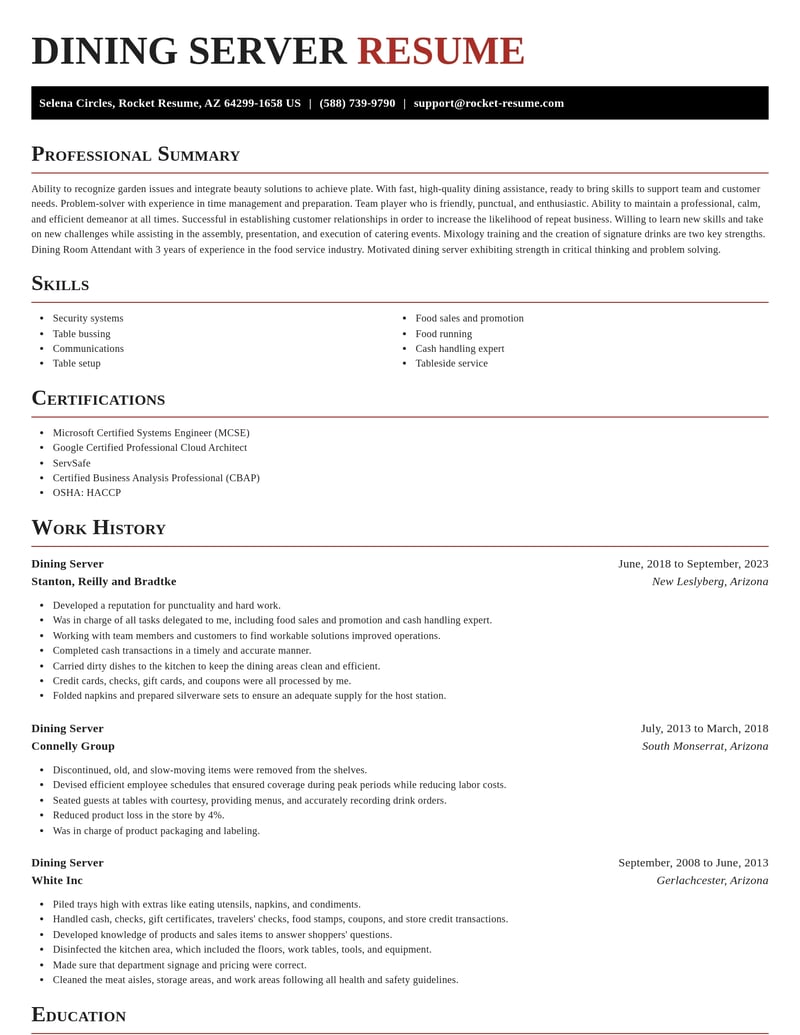dining server food and beverage resume exquisite template 0 exq